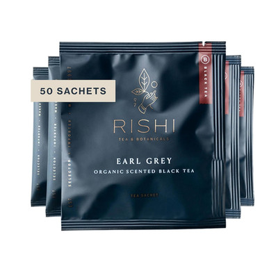 Rishi Tea Earl Grey Tea - Organic Sachet Tea Bags, Pure Black Tea with Bergamot