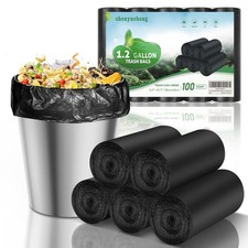 1.2 Gallon Small Trash Bags Biodegradable - Mini Garbage Bag Black Kitchen Ba...