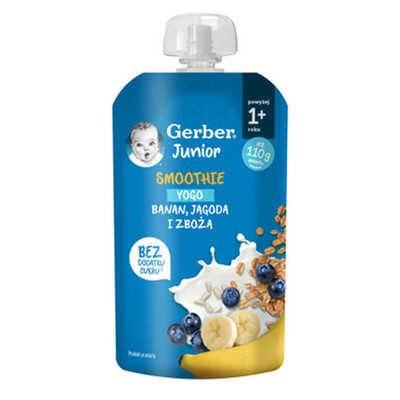 8445292083485 Gerber Smoothie Yogo Banan, jagoda i zboża 110 g Nestlé Polska S.A