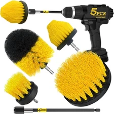 5Pack Drill Brush Attachment Set Power Scrubber Extended Long for Bathroom