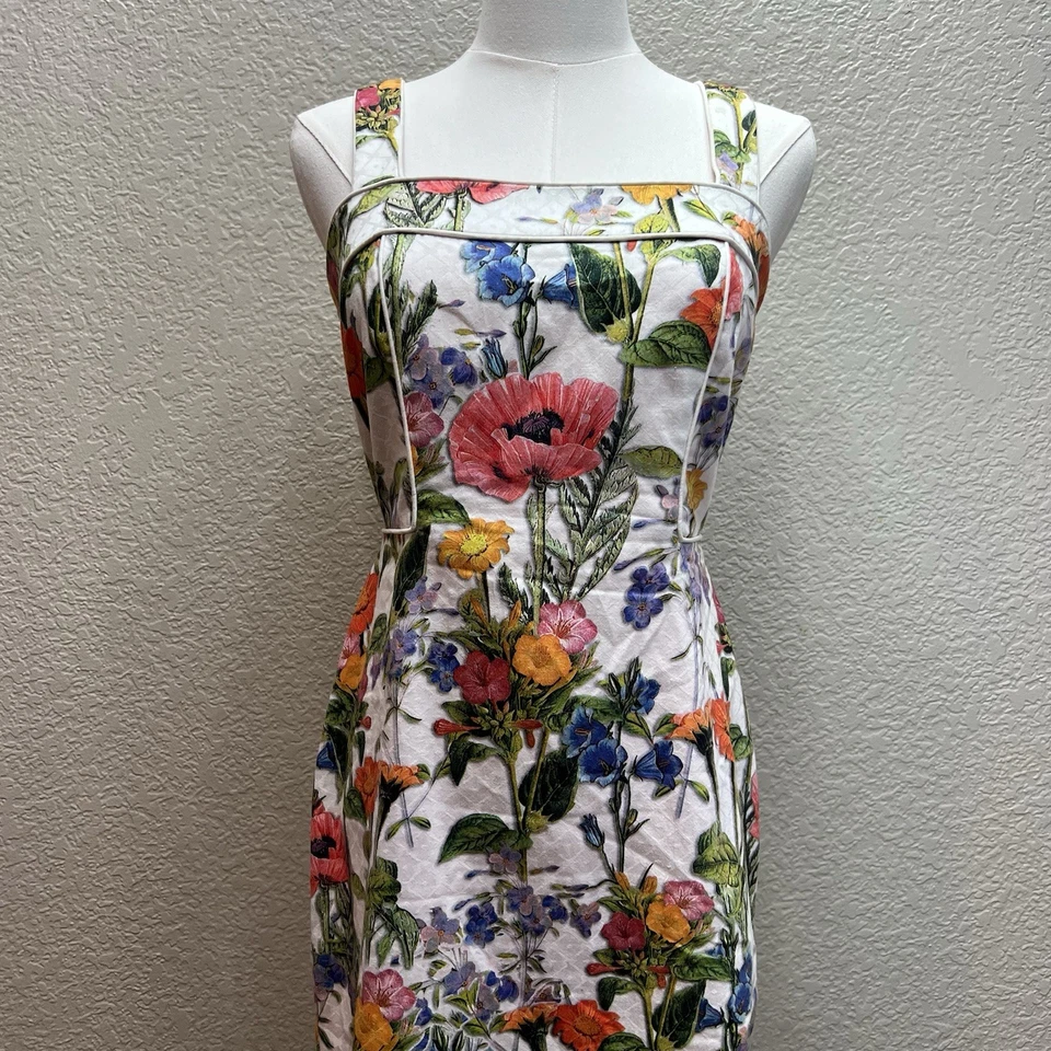 Muse белый многоцветный цветочный эластичной хлопок социальное летнее платье 0 - Изображение 4 из 4