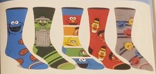 SESAME STREET MUPPETS ADULT CREW SOCKS 5 PAIRS COOKIE MONSTER OSCAR ELMO ERNIE