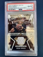 2009 DONRUSS LIMITED DREW BREES BANNER SEASON AUTO PATCH GAME WORN POP 1💎 22/25