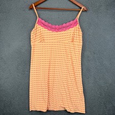 California Dynasty Orange Pink Polka Dot Lace Trim Chemise Nightgown KSB115 L
