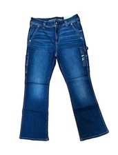 American Eagle Kick Boot Utility Jeans Womens 12 Short Low Rise Dark Wash NWT