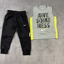 Nike Dri Fit Kids Shirt  Joggers Set Boys Size 3T Awesomeness Swoosh Logo