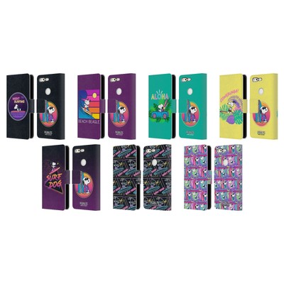 OFFICIAL PEANUTS SNOOPY ALOHA DISCO LEATHER BOOK WALLET CASE FOR GOOGLE PHONES