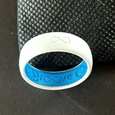 New Groove Life Ring Wedding Band Men 13 Solid Snow White Blue Silicone Original
