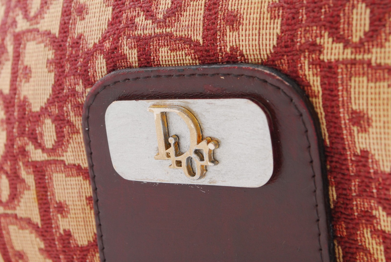 Christian Dior Trotter Vintage Canvas Leather Shoulder Bag Red Bordeaux Auth 670 thumbnail 16