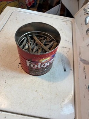 Coffee Can Almost Full Of Antique Wheel Weights 13 Pounds