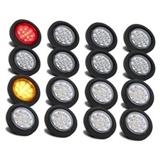2.5" Inch Round LED Marker Lights Clear Lens 13 LEDs Reflectors, 8 Amber  8