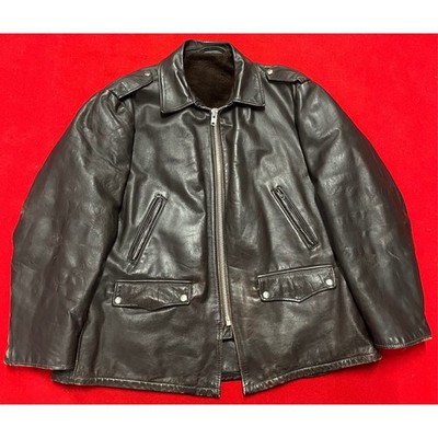 Vintage Men's Leather Biker Jacket Lined Zip Front Pockets Dark Brown Schott?