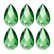 K9 Crystal Teardrop Pendants Oval Beads, 6 Pack 38mm, Green
