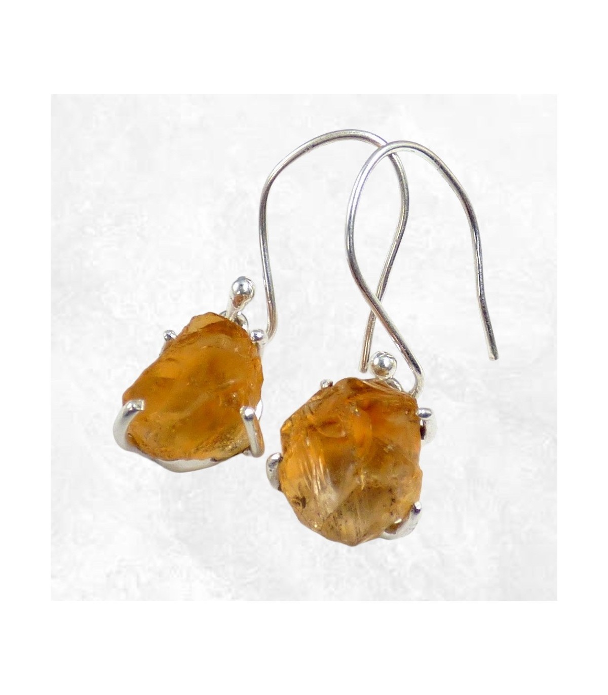 Boucles d'oreilles en citrine véritable brute BK122.6 pour tenue de bureau