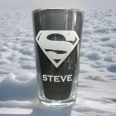 PERSONALISED ENGRAVED SUPERMAN PINT GLASS NEW DAD FATHER GIFT BIRTHDAY Gift