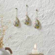 Spring In Bloom Metal Floral Egg Ornament Set of 3 4x2.5 VHC Brands