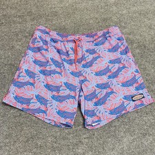 Vineyard Vines Swim Trunks Men Shorts Size XL Blue Fish Tropical Red Pockets