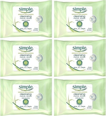 Simple Kind To Skin Cleansing Facial Wipes - 25  {pack of 6}