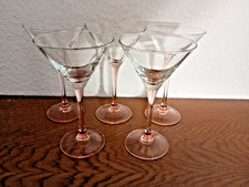 5 Champagner Schalen, Martini Gläser, Luminarc France, Rosa Stiel + Fuß