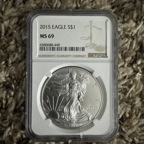 2015 American Silver Eagle $1 Dollar Coin One Troy Ounce 0.999 Fine NGC MS69