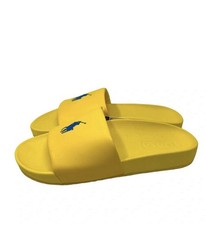 Polo Ralph Lauren Men’s Slide Sandals Yellow/Blue Logo Rubber Slip-On Sz 11