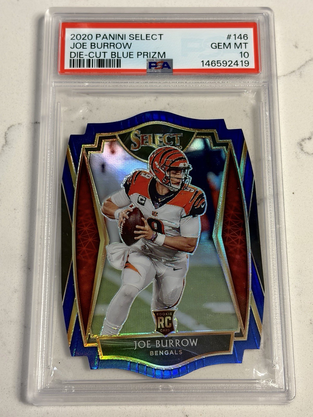 Joe Burrow Panini Select #146 Die-Cut Blue