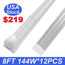 Linkable 8Ft Led Shop Light Fixtures 144W 12 Pack for Factory Warehouses Garage
