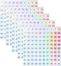 Small Round Number Stickers - 1-100, 5 Sheets Self-Adhesive Labels for Office