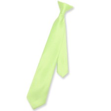 Vesuvio Napoli Boys CLIP-ON NeckTie Solid LIME GREEN Color Youth Neck Tie