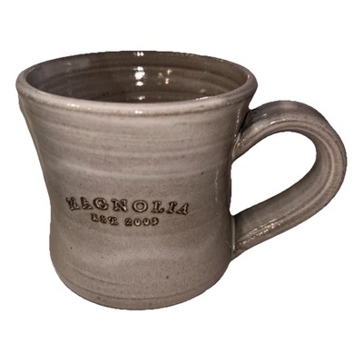 Magnolia EST 2003 Gray Coffee Tea Mug Handmade Black Oak Art Waco Tx Pottery