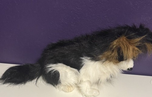 Peluche Hansa Realista Papillon Spitz Perro 14" Relleno Tricolor No.3994 Nuevo Raro - Imagen 4 de 5