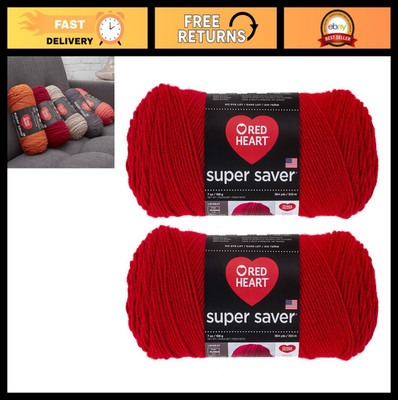 Bulk Buy: Red Yarn 2-Pack Cherry Red Super Saver 7 oz Skeins for Knitting & Croc