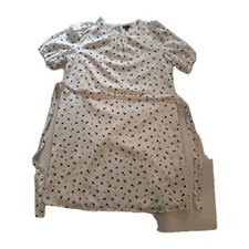 Ann Taylor Polka Dot Dress L Tie Waist Puff Sleeve Cottagecore Y2K