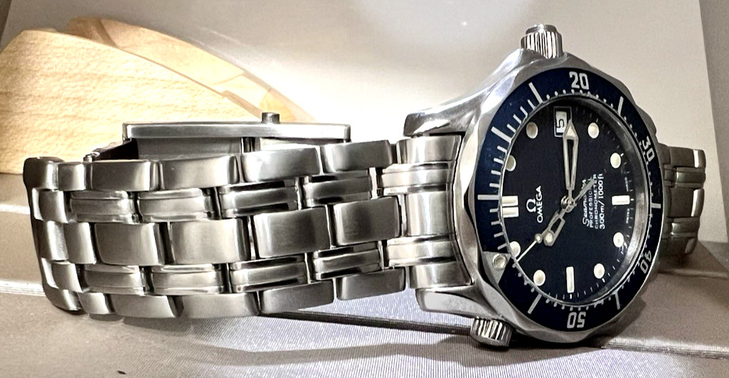 Omega Watch Automatic Seamaster 1502/824 Blue Dial Midsize Bond Stainless Steel