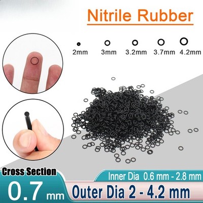 O-Ring Cord Thickness 0.7mm,Interior Ø 0.6-2.8mm Filter Head O-Ring 70 NBR Black
