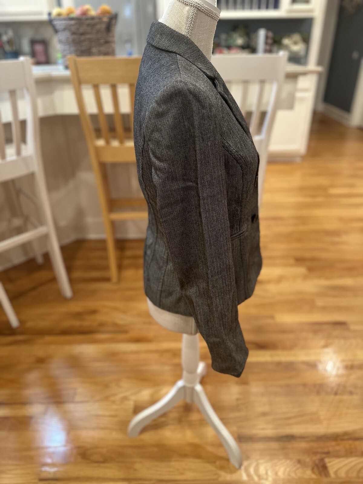 Loft Gray Chevron Two Button Wool Blend Blazer - image 5