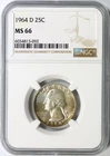 1964-D 25c Washington Quarter NGC MS66
