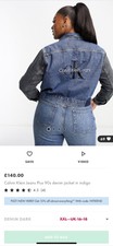 Women’s Calvin Klein Indigo 90s Denim Jacket Uk 16-18 Xxl