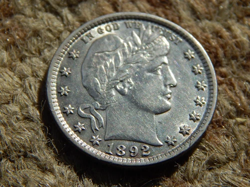 1892 Liberty Head Barber type Quarter  WOW Coin !