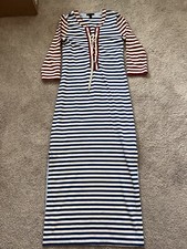 J Crew Sammie Striped Baltic Mesa Long Nautical Dress Coverup Lace Up Front XXS