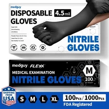 Disposable Nitrile Gloves 4.5mil Black Powder-Free Food-Safe Cleaning Exam Glove