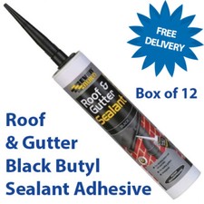 Everbuild ROOF and GUTTER Sealant | Black | Waterproof | BOX OF 12
