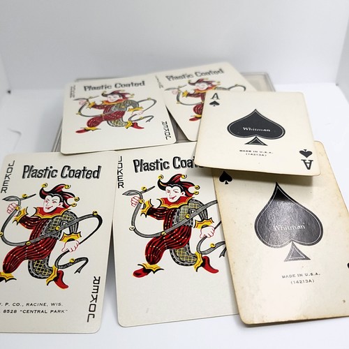 Whitman Playing Cards Plastic Coated with Jokers Branded Spade Vintage Set - Picture 2 of 7