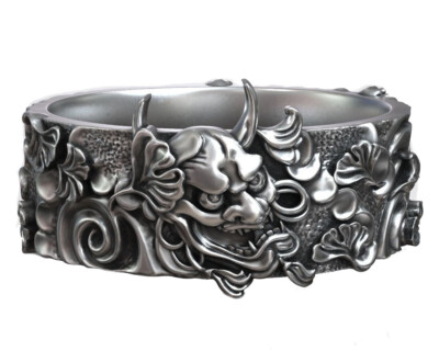 Maske Hannya Kabuki japanisches traditionelles Muster Ring 925 massiv Sterlingsilber