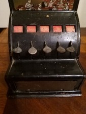 1930  s Durable Toy  Novelty Co Store Cash Register Metal Coin Bank NYC -Clev.