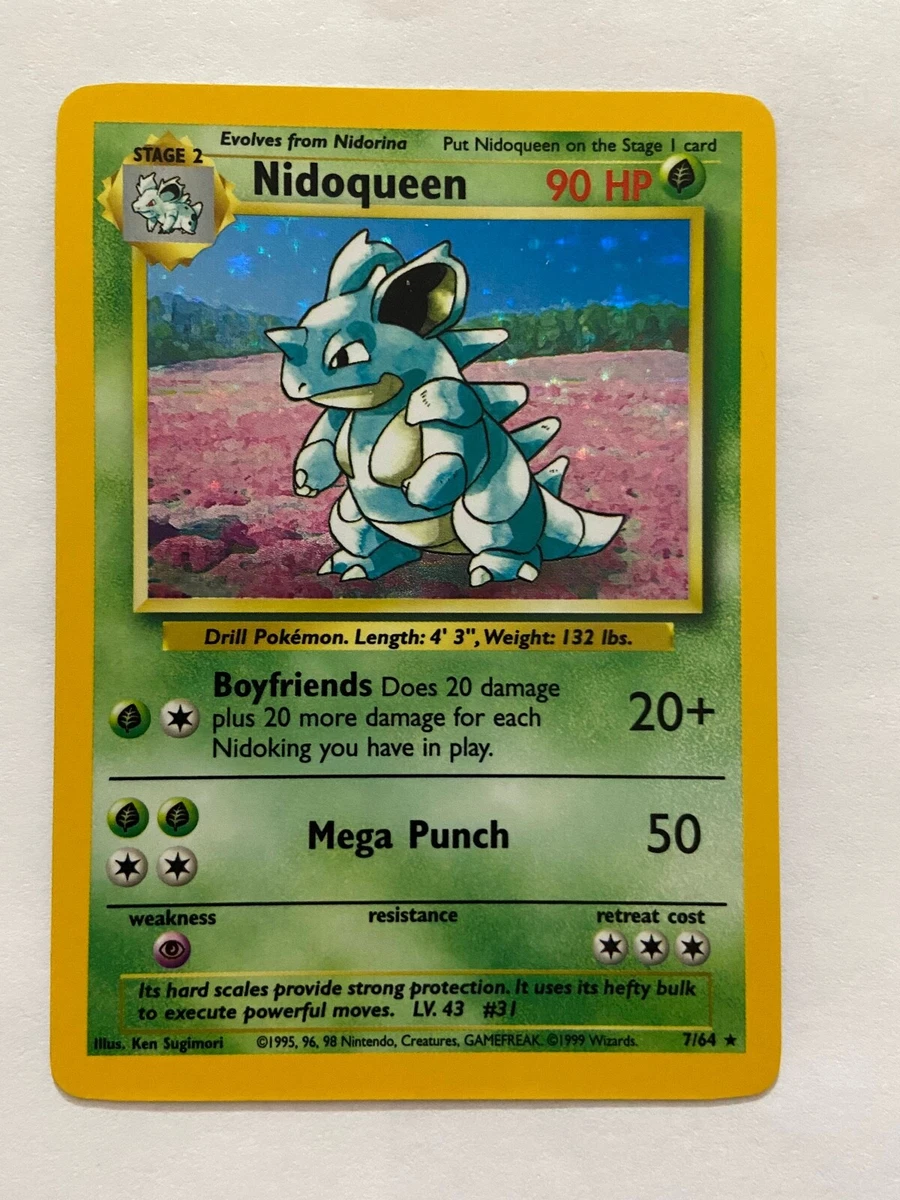 Nidoqueen 7/64 Holo Rare Jungle Unlimited Pokemon Card Vintage LP