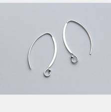 Earwires Hooks 30mm V 925 Sterling Silver Ear Wire w Ball End Earring Findings