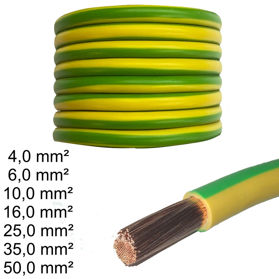 KABELOUTLET Erdungskabel ⭐️ H07V-K ⭐️ Grün/Gelb 4 6 10 16 25 35 50 mm² mm2 Meterware