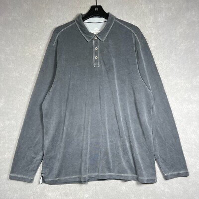 Tommy Bahama Polo Shirt Men's XXL Charcoal Gray Collared Long