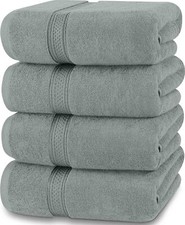 4 Pack Premium Bath Towels Set 27 x 54 Inches 100 Ring Spun Cotton 600GSM Li...